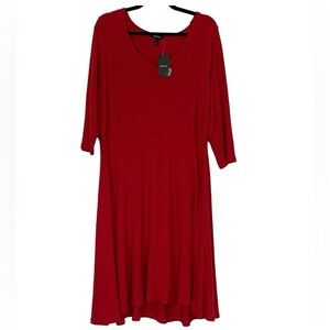TORRID Woman’s PLUS Cherry‎ Red Dress A-line Soft Plush 3/4 Sleeve SIZE 3 (3X)